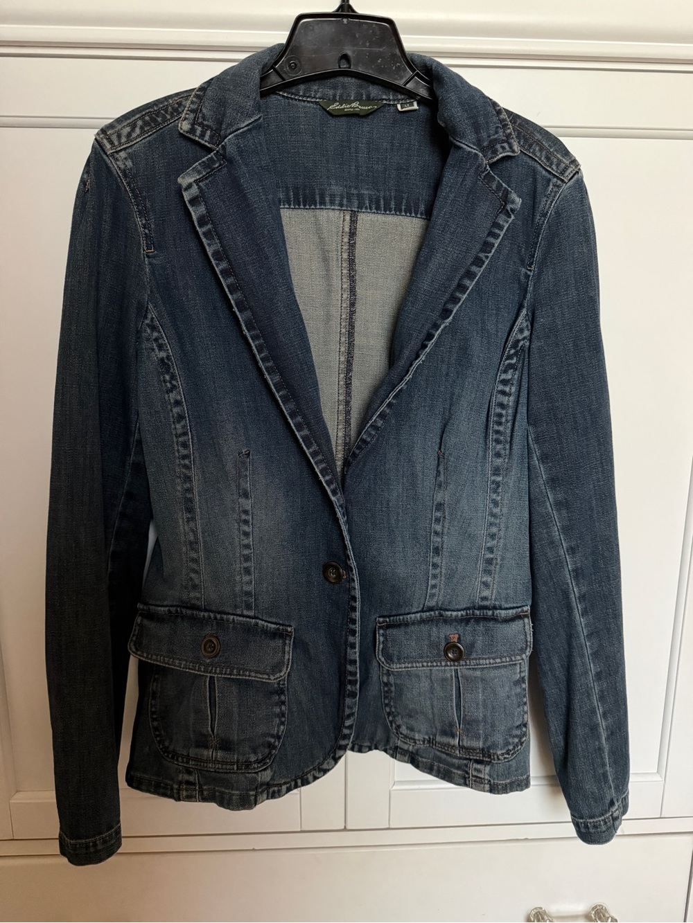 Eddie Bauer Dark Blue Denim Blazer Jacket LT